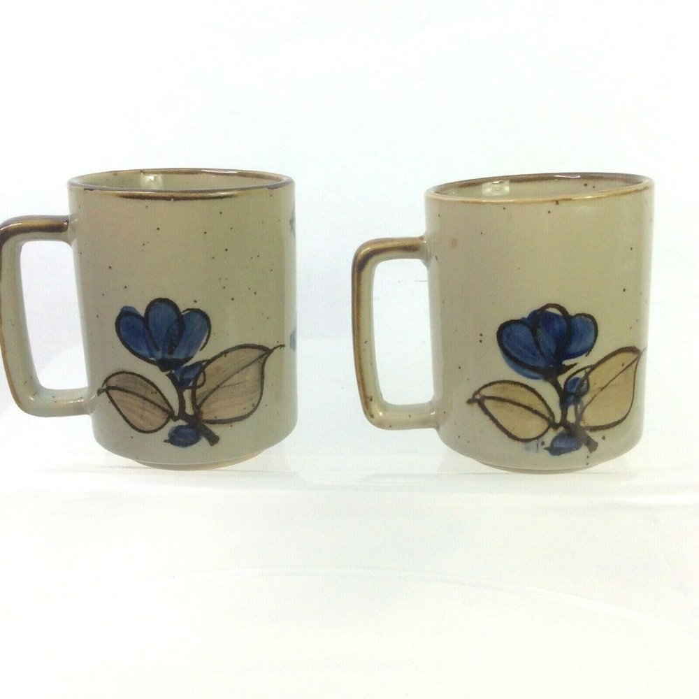 Vintage Otagiri Pottery Coffee Mugs 2 Set Boho - Picture 3 of 8
